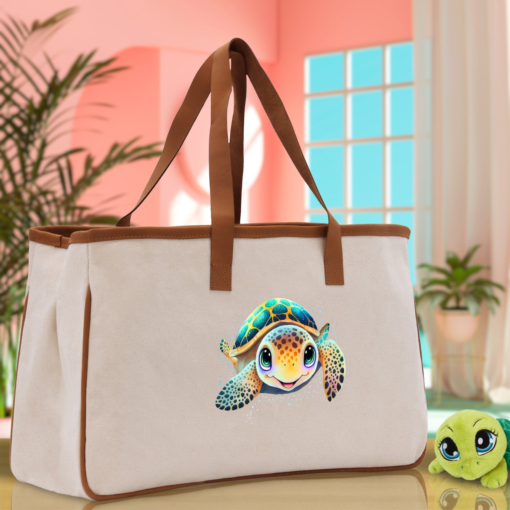Sea Turtle Canvas Tote Bag Ocean Tote Bag Turtle Lover Tote Bag Animal Lover toTe Bag Ocean Lover Gift Tortoise Tote Bag Nature Lover Tote - Aaria Tees Aaria Tees
