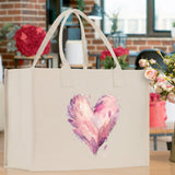 Heart Canvas Tote Bag Happy Valentines Day Gift for Her Love Tote Bag Lovers Gift Mother Day Gift Cute Valentines Gift - Aaria Tees Aaria Tees