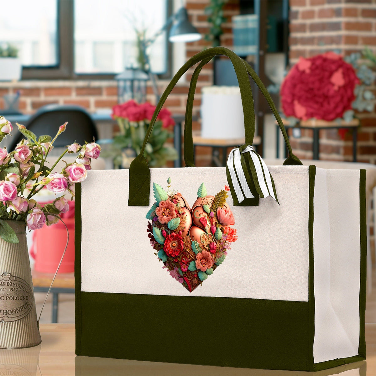 Heart Canvas Tote Bag Happy Valentines Day Gift for Her Love Tote Bag Lovers Gift Mother Day Gift Cute Valentines Gift - Aaria Tees