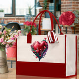 Heart Canvas Tote Bag Happy Valentines Day Gift for Her Love Tote Bag Lovers Gift Mother Day Gift Cute Valentines Gift - Aaria Tees Aaria Tees
