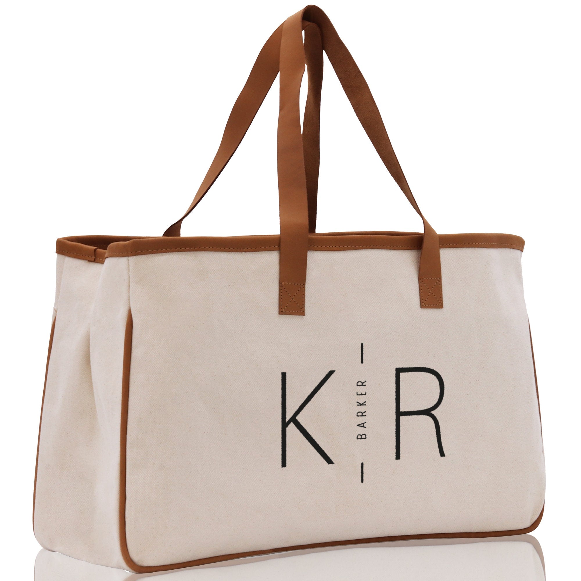 Initials and Last Name Customized Embroidered Tote Bag 100% Cotton Canvas Chic Personalized Tote Bag for Bridesmaid Anniversary Wedding Day - Aaria Tees Aaria Tees