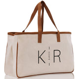 Initials and Last Name Customized Embroidered Tote Bag 100% Cotton Canvas Chic Personalized Tote Bag for Bridesmaid Anniversary Wedding Day - Aaria Tees Aaria Tees