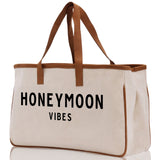 Honeymoon Vibes Beach Tote Bag - Large Chic Tote Bag - Gift for Her - Weekender Bag - Honeymooners Honeymoon Gifts Bridal Gift Newlyweds - Aaria Tees Aaria Tees