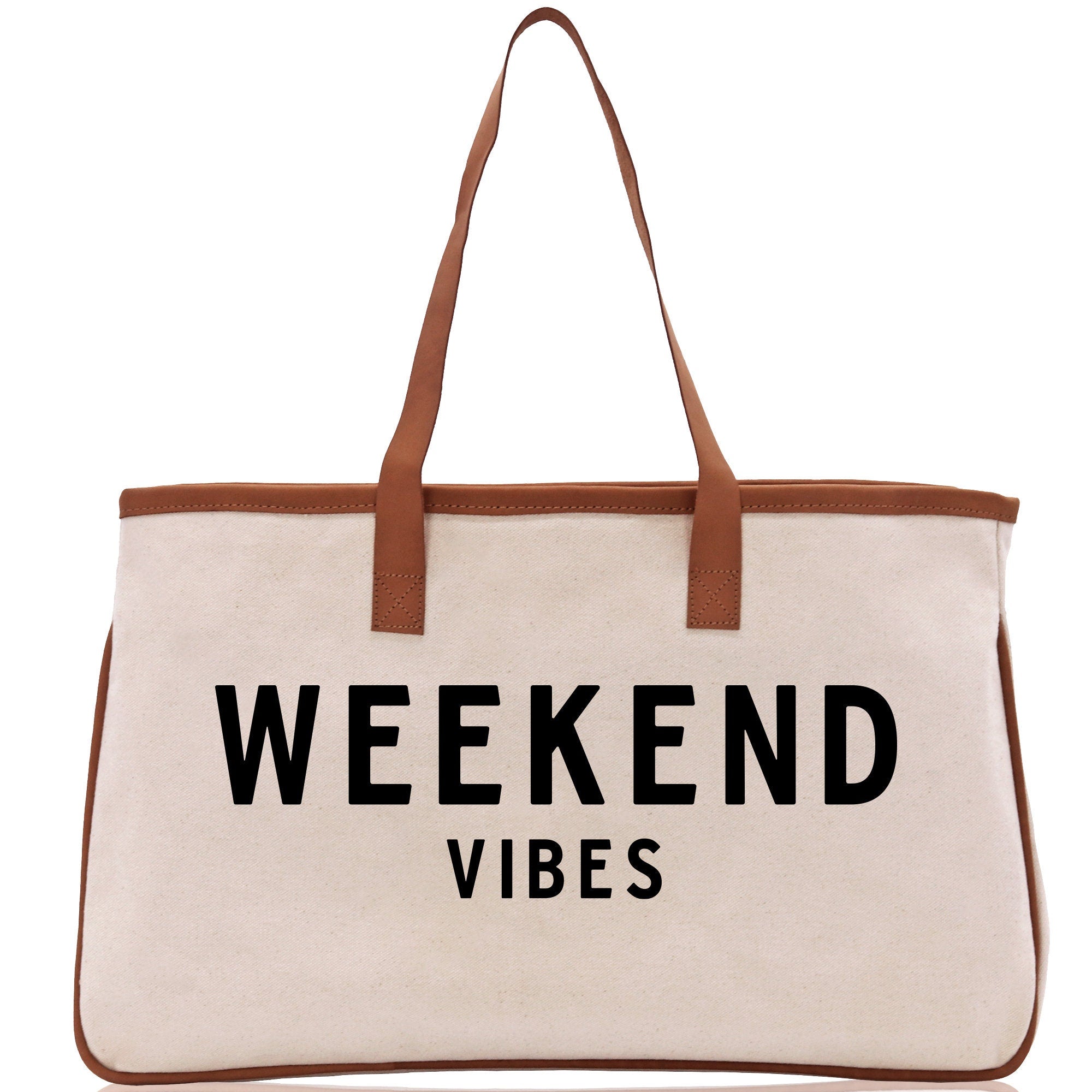 Weekend Vibes Beach Tote Bag - Large Chic Tote Bag - Gift for Her - Girls Weekend Tote - Weekender Bag - Weekend Tote - Weekend Vibes Bag - Aaria Tees Aaria Tees