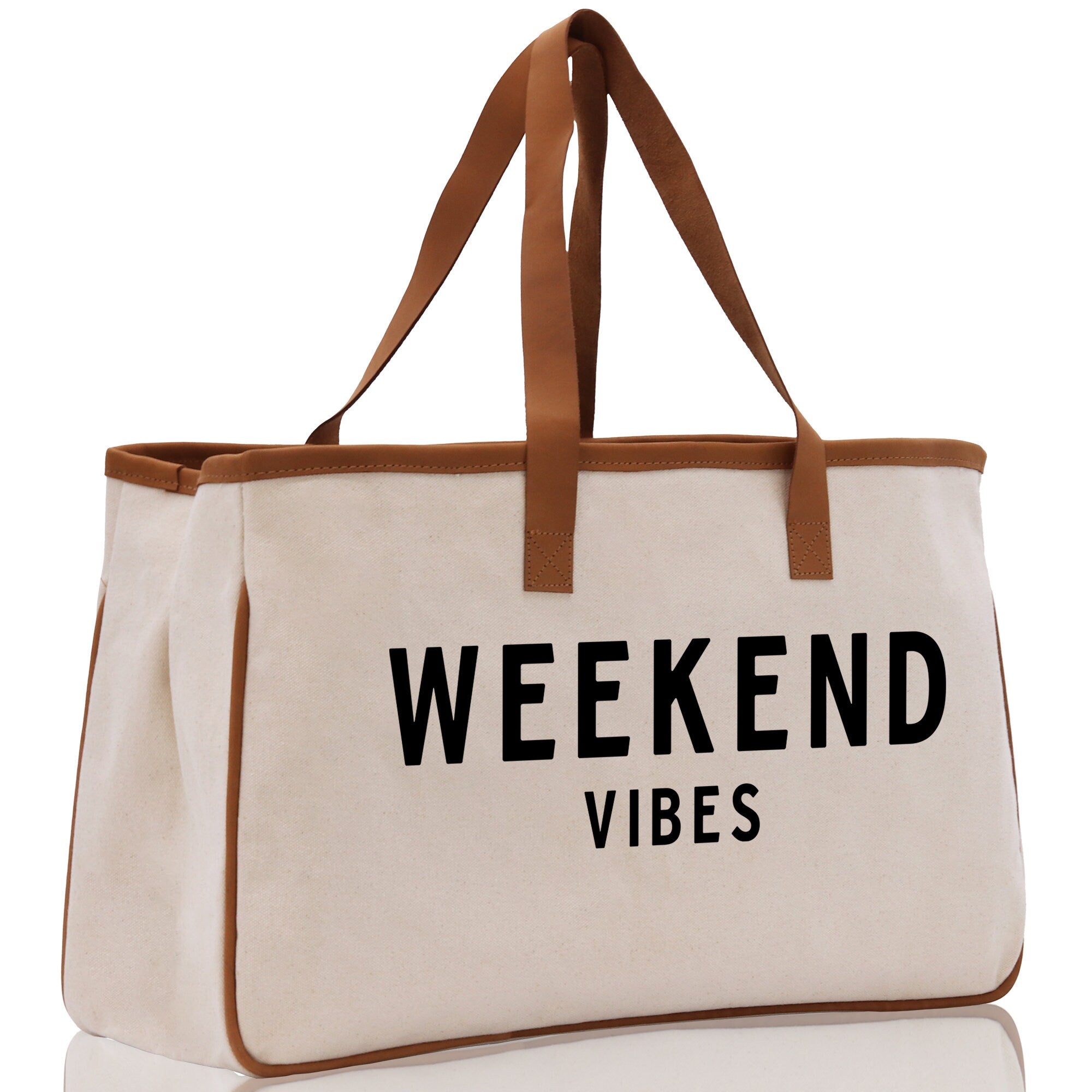 Weekend Vibes Beach Tote Bag - Large Chic Tote Bag - Gift for Her - Girls Weekend Tote - Weekender Bag - Weekend Tote - Weekend Vibes Bag - Aaria Tees Aaria Tees
