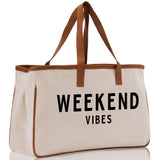 Weekend Vibes Beach Tote Bag - Large Chic Tote Bag - Gift for Her - Girls Weekend Tote - Weekender Bag - Weekend Tote - Weekend Vibes Bag - Aaria Tees Aaria Tees