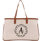 Monogram Beach Canvas Tote Bag Initial Tote Bag Letter Tote Bag Birthday Gift Personalized Tote Bag Personalized Beach Bag Monogrammed Bag - Aaria Tees Aaria Tees