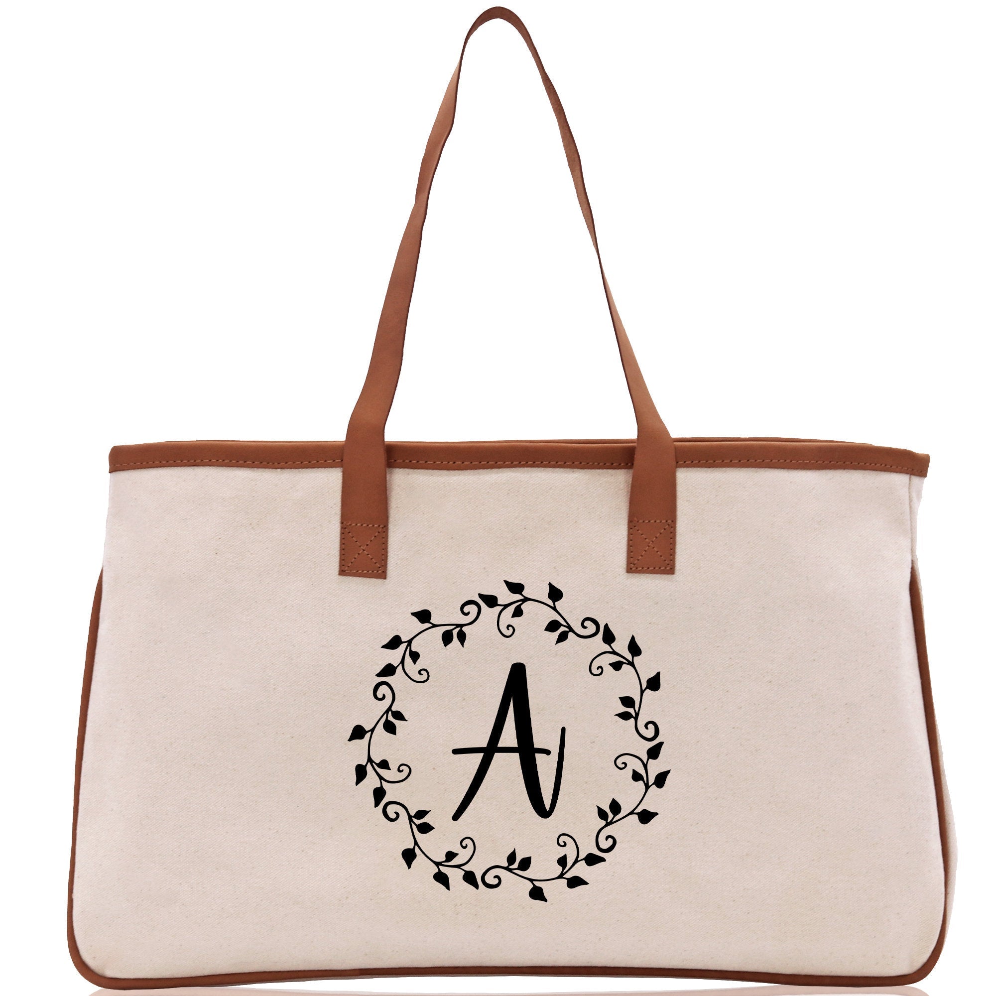 Monogram Beach Canvas Tote Bag Initial Tote Bag Letter Tote Bag Birthday Gift Personalized Tote Bag Personalized Beach Bag Monogrammed Bag - Aaria Tees Aaria Tees