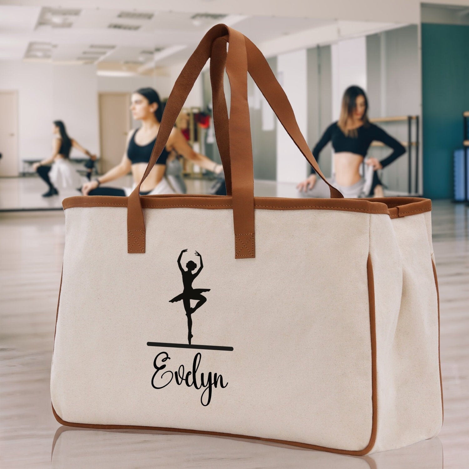 Dance Personalized Tote Bag Ballet Bag Gymnastic Bag Ballerina Bag Dancer Gift Dance Teacher Gift Dance Student Bag Custom for Women Girls - Aaria Tees Aaria Tees