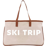 Ski Trip Cotton Canvas Chic Beach Tote Bag Multipurpose Tote Weekender Tote Gift for Her Outdoor Tote Vacation Tote Large Beach Bag - Aaria Tees Aaria Tees