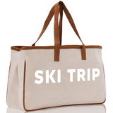 Ski Trip Cotton Canvas Chic Beach Tote Bag Multipurpose Tote Weekender Tote Gift for Her Outdoor Tote Vacation Tote Large Beach Bag - Aaria Tees Aaria Tees