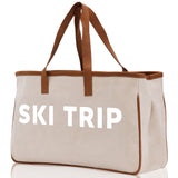 Ski Trip Cotton Canvas Chic Beach Tote Bag Multipurpose Tote Weekender Tote Gift for Her Outdoor Tote Vacation Tote Large Beach Bag - Aaria Tees Aaria Tees