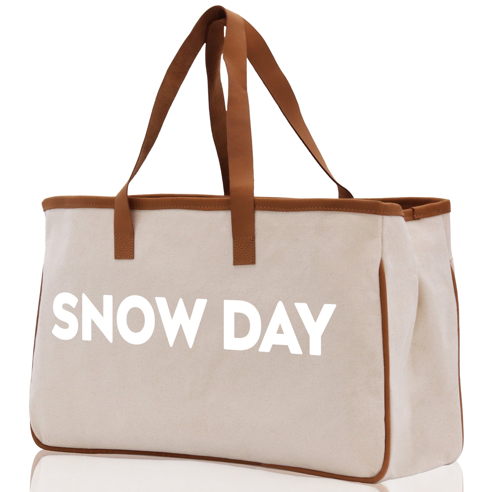 Snow Day Cotton Canvas Chic Beach Tote Bag Multipurpose Tote Weekender Tote Gift for Her Outdoor Tote Vacation Tote Large Beach Bag - Aaria Tees Aaria Tees