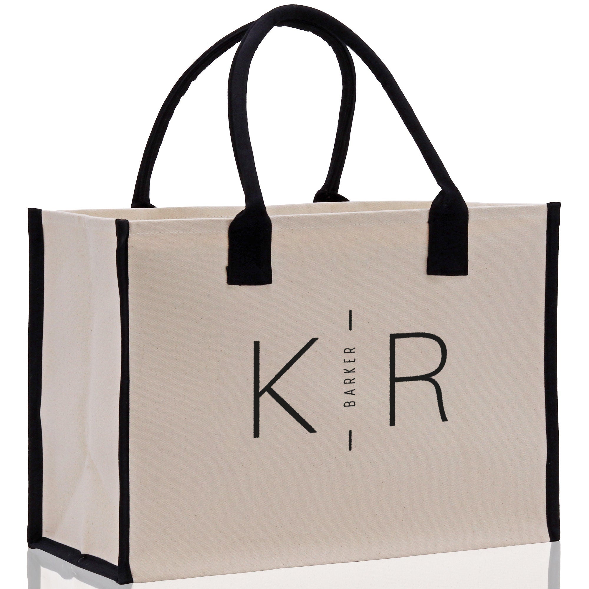 Initials and Last Name Customized Embroidered Tote Bag 100% Cotton Canvas Chic Personalized Tote Bag for Bridesmaid Anniversary Wedding Day - Aaria Tees Aaria Tees