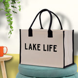 Lake Life Tote Bag - Large Chic Tote Bag - Gift for Her - Girls Weekend Tote - Weekender Bag - Weekend Tote - Boat Bag - Lake Life Gift - Aaria Tees Aaria Tees