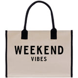 Weekend Vibes Beach Tote Bag - Large Chic Tote Bag - Gift for Her - Girls Weekend Tote - Weekender Bag - Weekend Tote - Weekend Vibes Bag - Aaria Tees Aaria Tees
