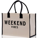 Weekend Vibes Beach Tote Bag - Large Chic Tote Bag - Gift for Her - Girls Weekend Tote - Weekender Bag - Weekend Tote - Weekend Vibes Bag - Aaria Tees Aaria Tees