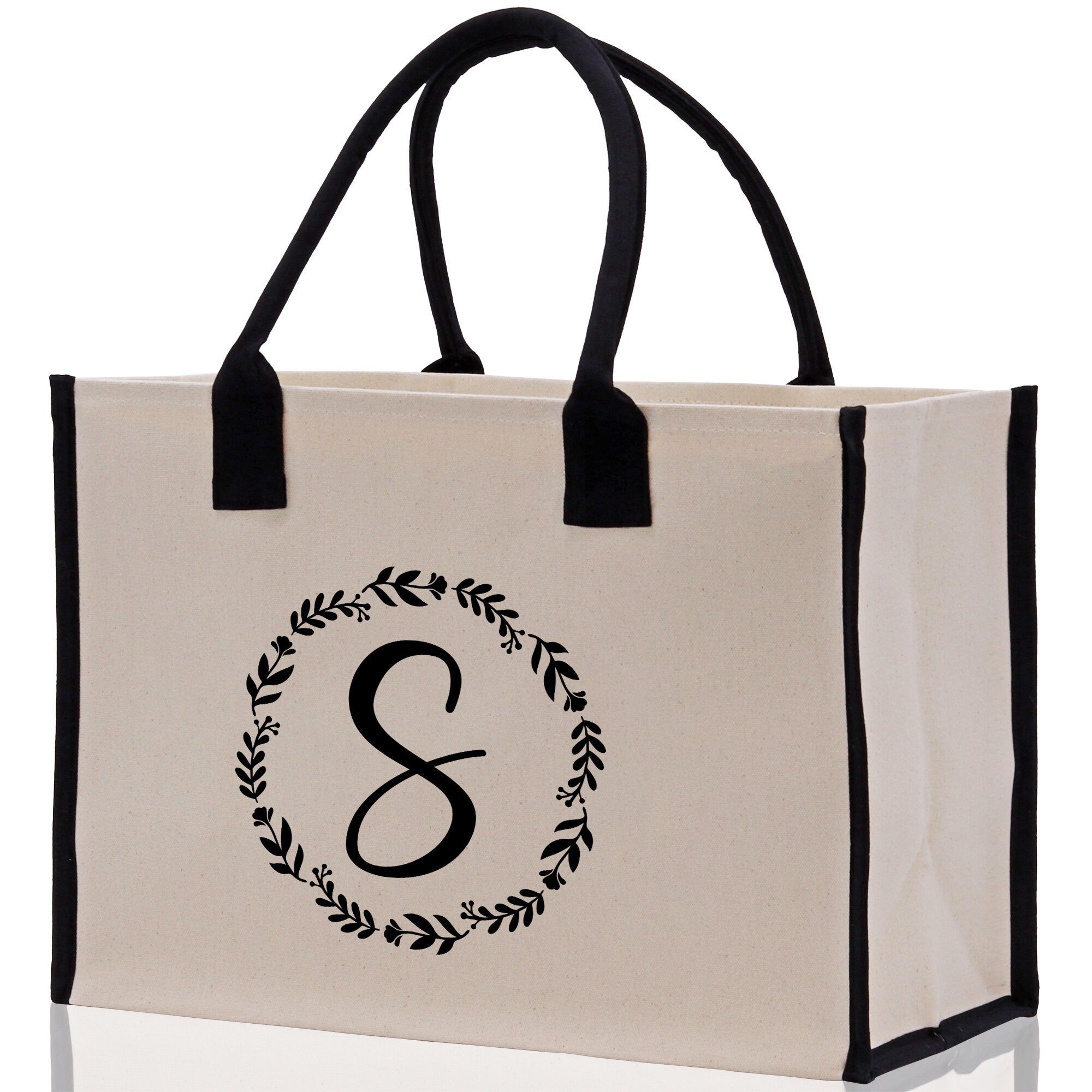 Monogram Beach Canvas Tote Bag Initial Tote Bag Letter Tote Bag Birthday Gift Personalized Tote Bag Personalized Beach Bag Monogrammed Bag - Aaria Tees Aaria Tees