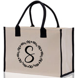 Monogram Beach Canvas Tote Bag Initial Tote Bag Letter Tote Bag Birthday Gift Personalized Tote Bag Personalized Beach Bag Monogrammed Bag - Aaria Tees Aaria Tees