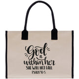 God is within her She will not fall PSALM 46:5 Religious Tote Bag for Women Bible Verse Canvas Tote Bag Religious Gifts Church Tote Bag - Aaria Tees Aaria Tees
