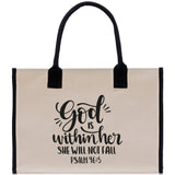 God is within her She will not fall PSALM 46:5 Religious Tote Bag for Women Bible Verse Canvas Tote Bag Religious Gifts Church Tote Bag - Aaria Tees Aaria Tees