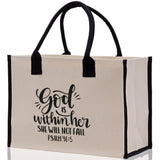 God is within her She will not fall PSALM 46:5 Religious Tote Bag for Women Bible Verse Canvas Tote Bag Religious Gifts Church Tote Bag - Aaria Tees Aaria Tees