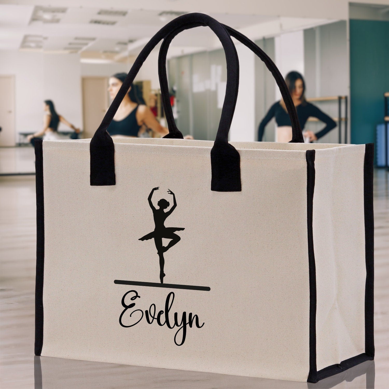 Dance Personalized Tote Bag Ballet Bag Gymnastic Bag Ballerina Bag Dancer Gift Dance Teacher Gift Dance Student Bag Custom for Women Girls - Aaria Tees Aaria Tees