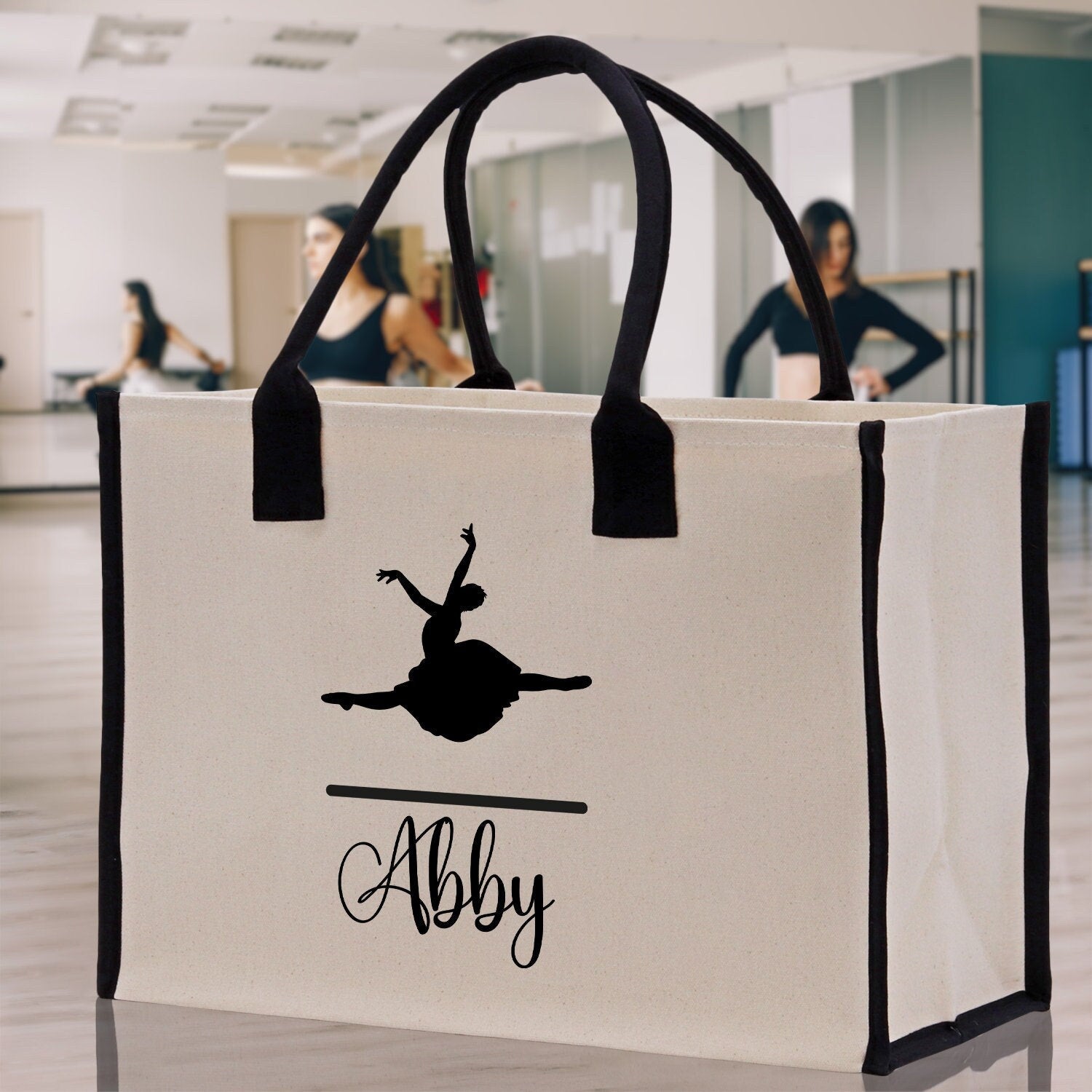 Dance Personalized Tote Bag Ballet Bag Gymnastic Bag Ballerina Bag Dancer Gift Dance Teacher Gift Dance Student Bag Custom for Women Girls - Aaria Tees Aaria Tees