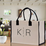 Initials and Last Name Customized Embroidered Tote Bag 100% Cotton Canvas Chic Personalized Tote Bag for Bridesmaid Anniversary Wedding Day - Aaria Tees Aaria Tees