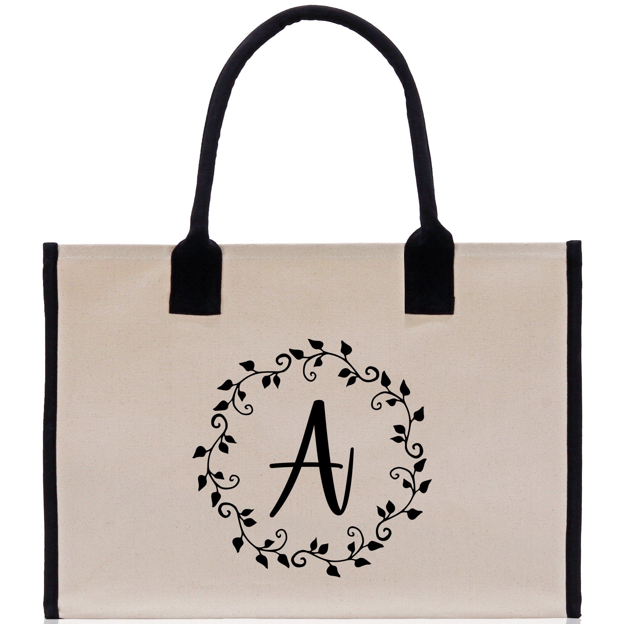 Monogram Beach Canvas Tote Bag Initial Tote Bag Letter Tote Bag Birthday Gift Personalized Tote Bag Personalized Beach Bag Monogrammed Bag - Aaria Tees Aaria Tees
