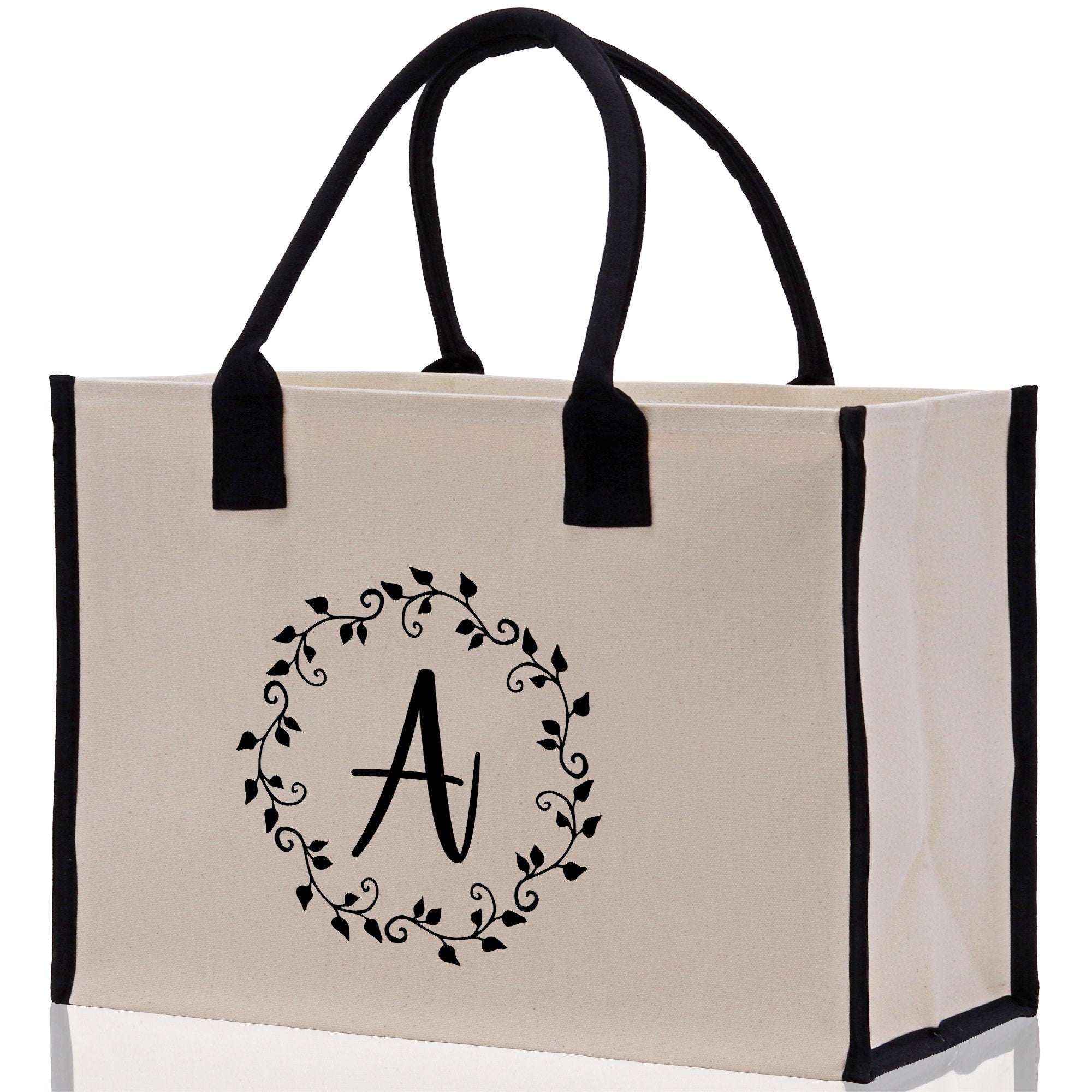 Monogram Beach Canvas Tote Bag Initial Tote Bag Letter Tote Bag Birthday Gift Personalized Tote Bag Personalized Beach Bag Monogrammed Bag - Aaria Tees Aaria Tees