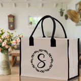Monogram Beach Canvas Tote Bag Initial Tote Bag Letter Tote Bag Birthday Gift Personalized Tote Bag Personalized Beach Bag Monogrammed Bag - Aaria Tees Aaria Tees