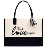 Teach Love Inspire Canvas Tote Bag Teacher Bag Teacher Gift Teacher Retirement Gift Best Teacher Gifts Teacher Appreciation Gift - Aaria Tees Aaria Tees