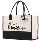 Teach Love Inspire Canvas Tote Bag Teacher Bag Teacher Gift Teacher Retirement Gift Best Teacher Gifts Teacher Appreciation Gift - Aaria Tees Aaria Tees