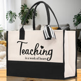 Teaching Is A Work Of Heart Tote Bag Teacher Bag Teacher Gift Teacher Retirement Gift Best Teacher Gifts Teacher Appreciation Gift - Aaria Tees Aaria Tees