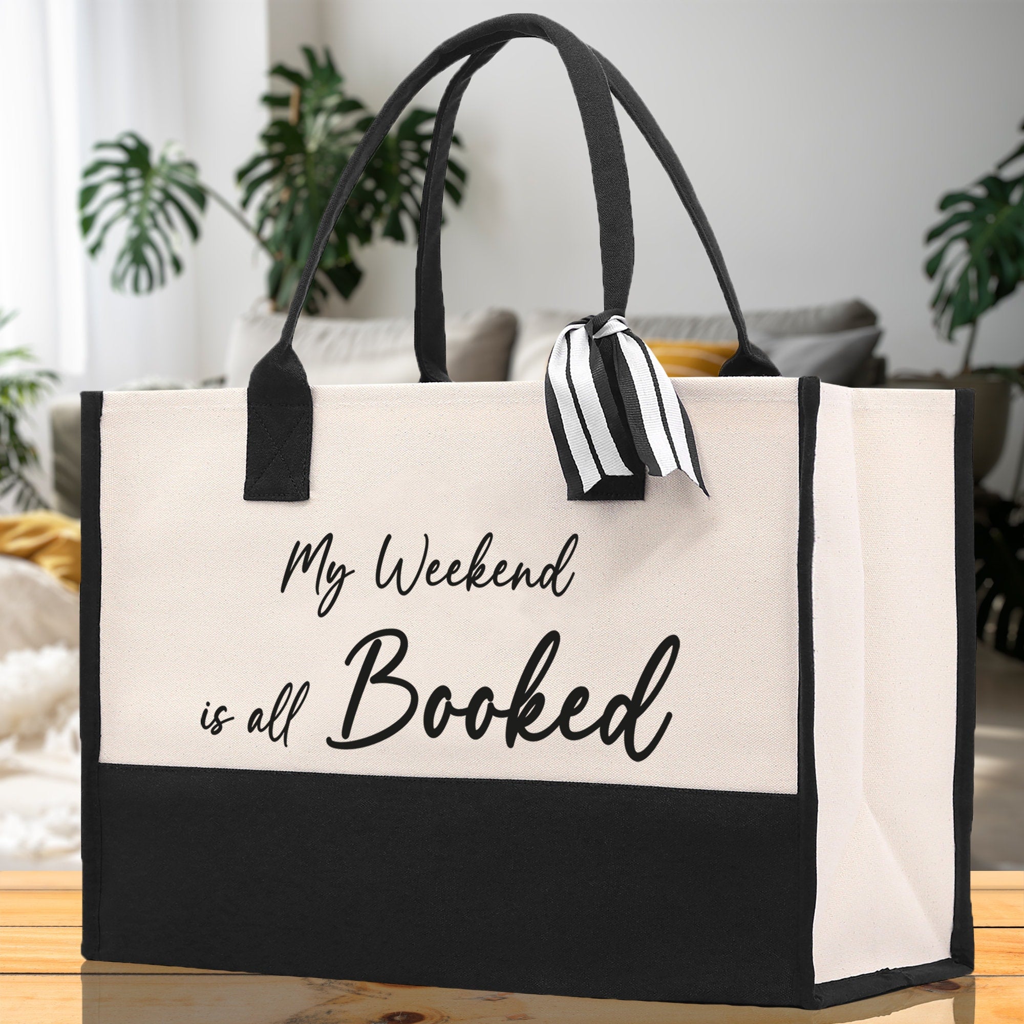 My Weekend Is All Booked Canvas Tote Bag Birthday Gift for Her Weekender Tote Bag Beach Tote Bag Canvas Large Beach Tote Bag Chic Tote Bag - Aaria Tees Aaria Tees