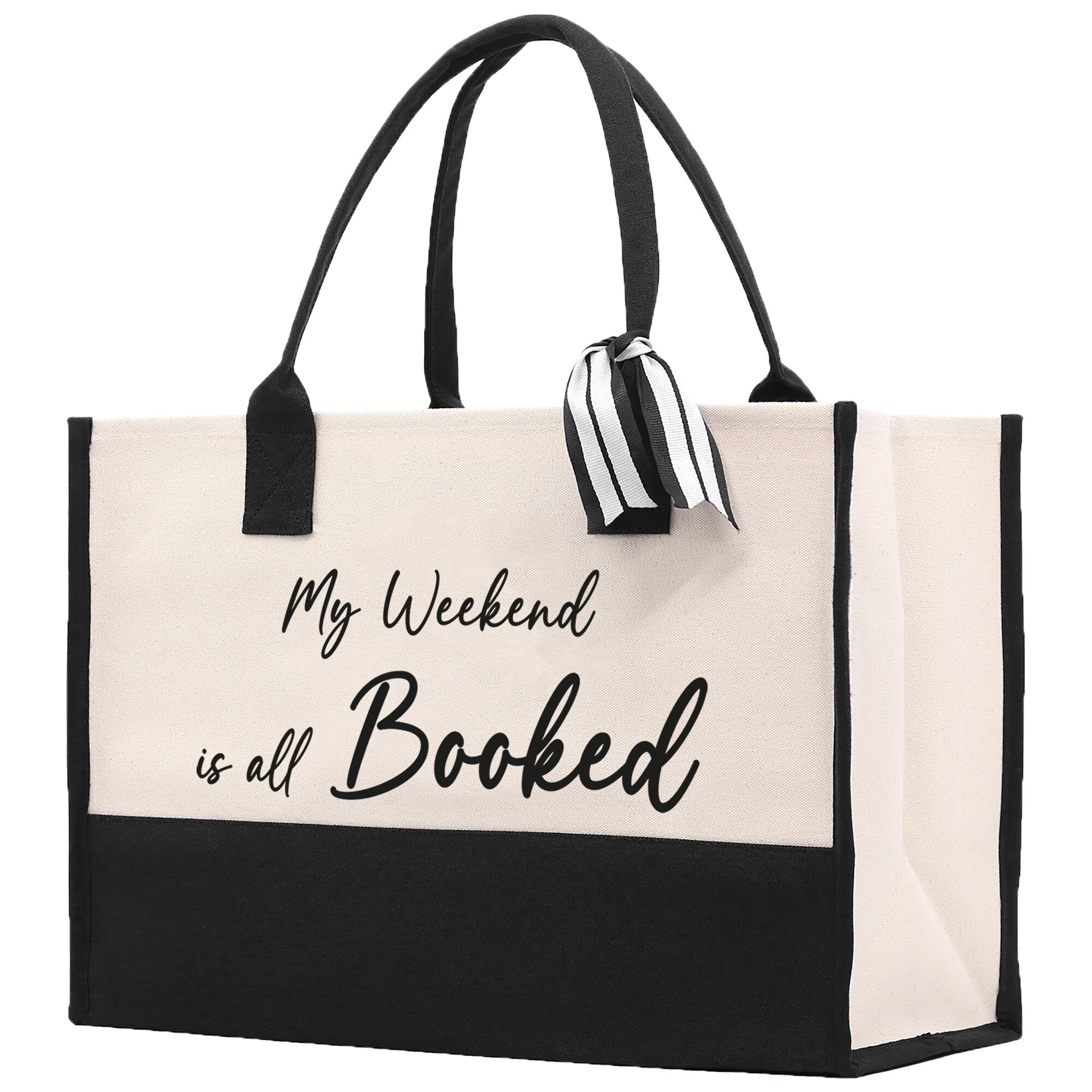 My Weekend Is All Booked Canvas Tote Bag Birthday Gift for Her Weekender Tote Bag Beach Tote Bag Canvas Large Beach Tote Bag Chic Tote Bag - Aaria Tees Aaria Tees