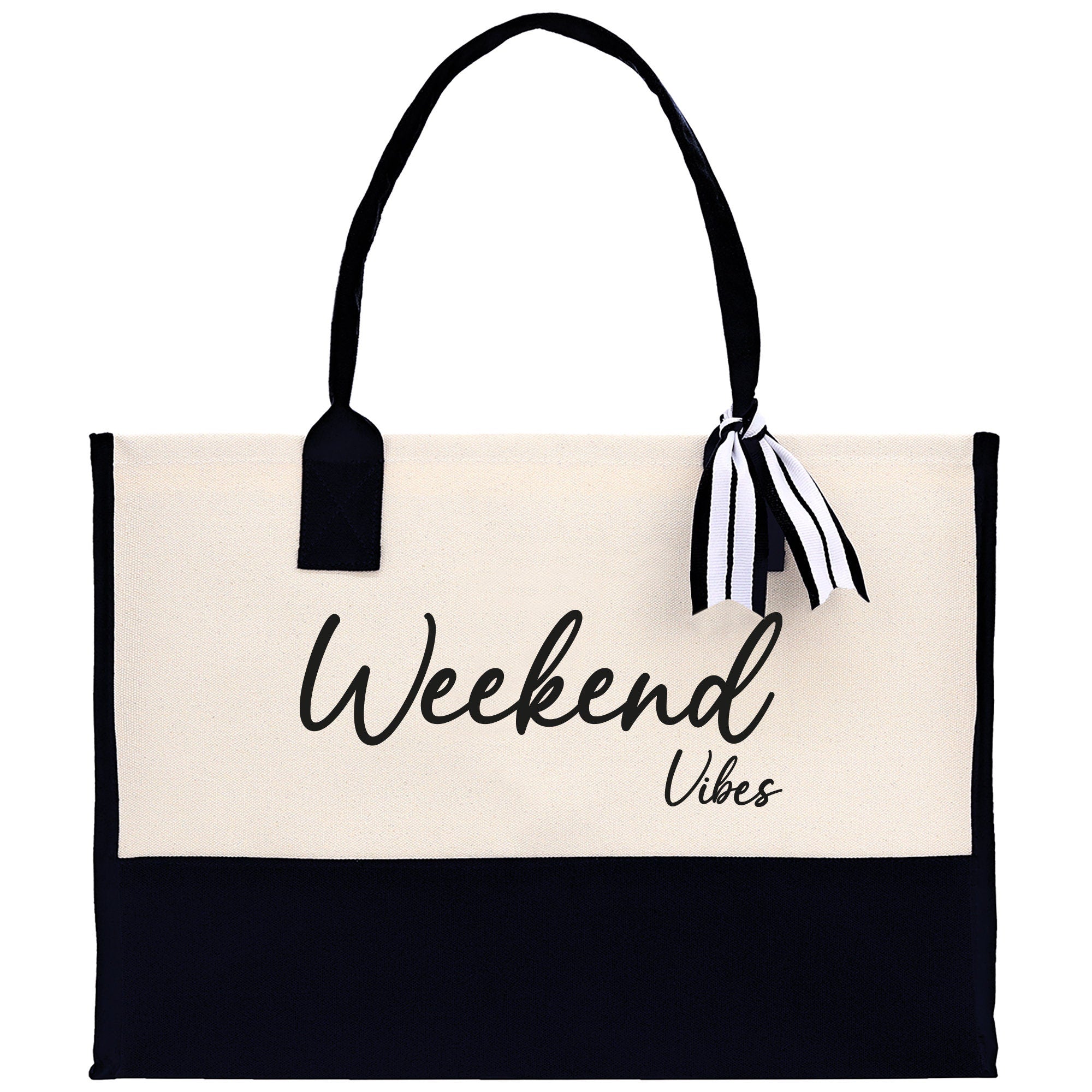 Weekend Vibes Beach Tote Bag - Large Chic Tote Bag - Gift for Her - Girls Weekend Tote - Weekender Bag - Weekend Tote - Weekend Vibes Bag - Aaria Tees Aaria Tees