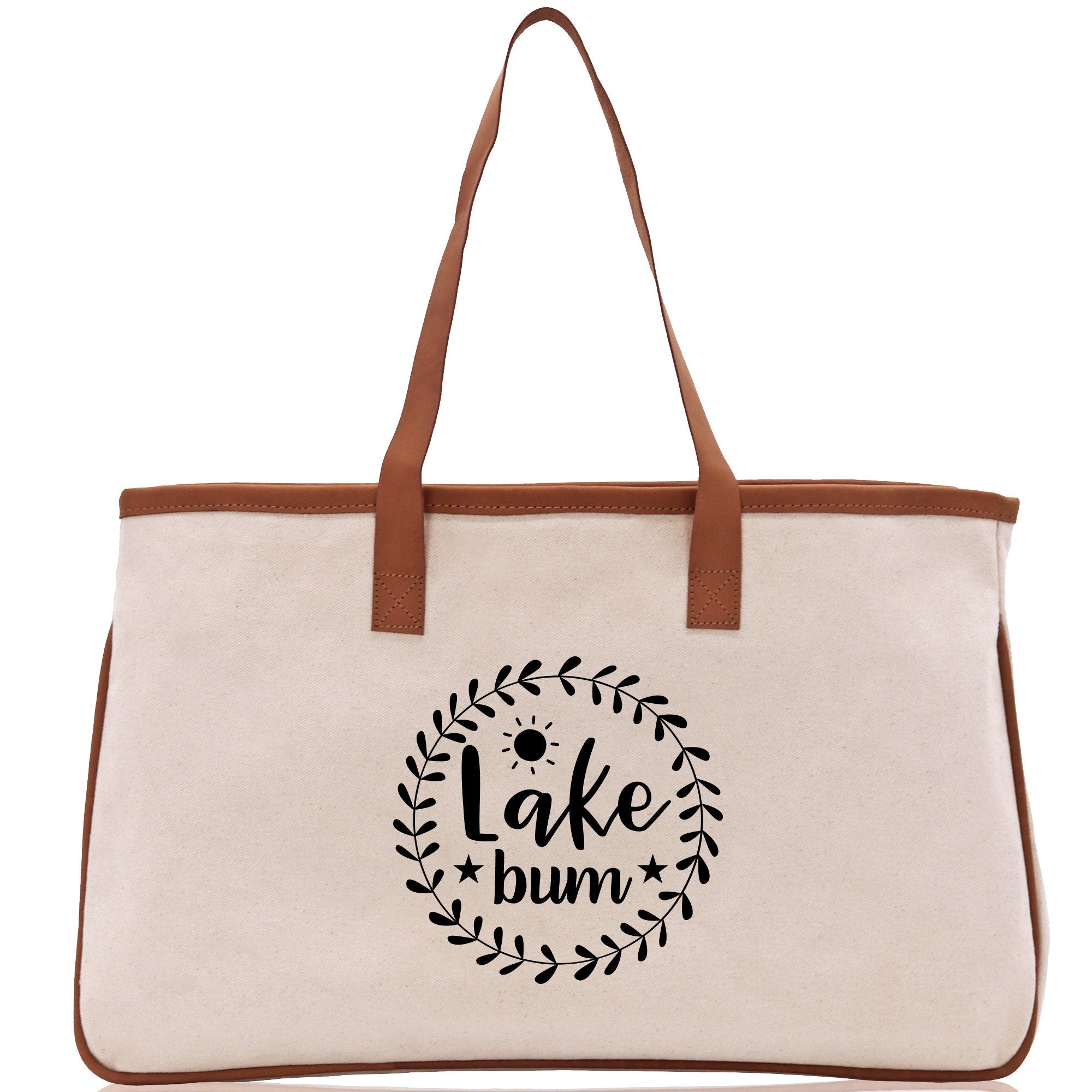 Lake Bum Cotton Canvas Chic Tote Bag Lake Lover Gift Tote Bag Laker Tote Outdoor Tote Weekender Tote Camper Tote Multipurpose Tote - Aaria Tees Aaria Tees