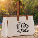 Lake Junkie Cotton Canvas Chic Tote Bag Camping Tote Lake Lover Gift Tote Bag Outdoor Tote Weekender Tote Laker Tote Multipurpose Tote - Aaria Tees Aaria Tees