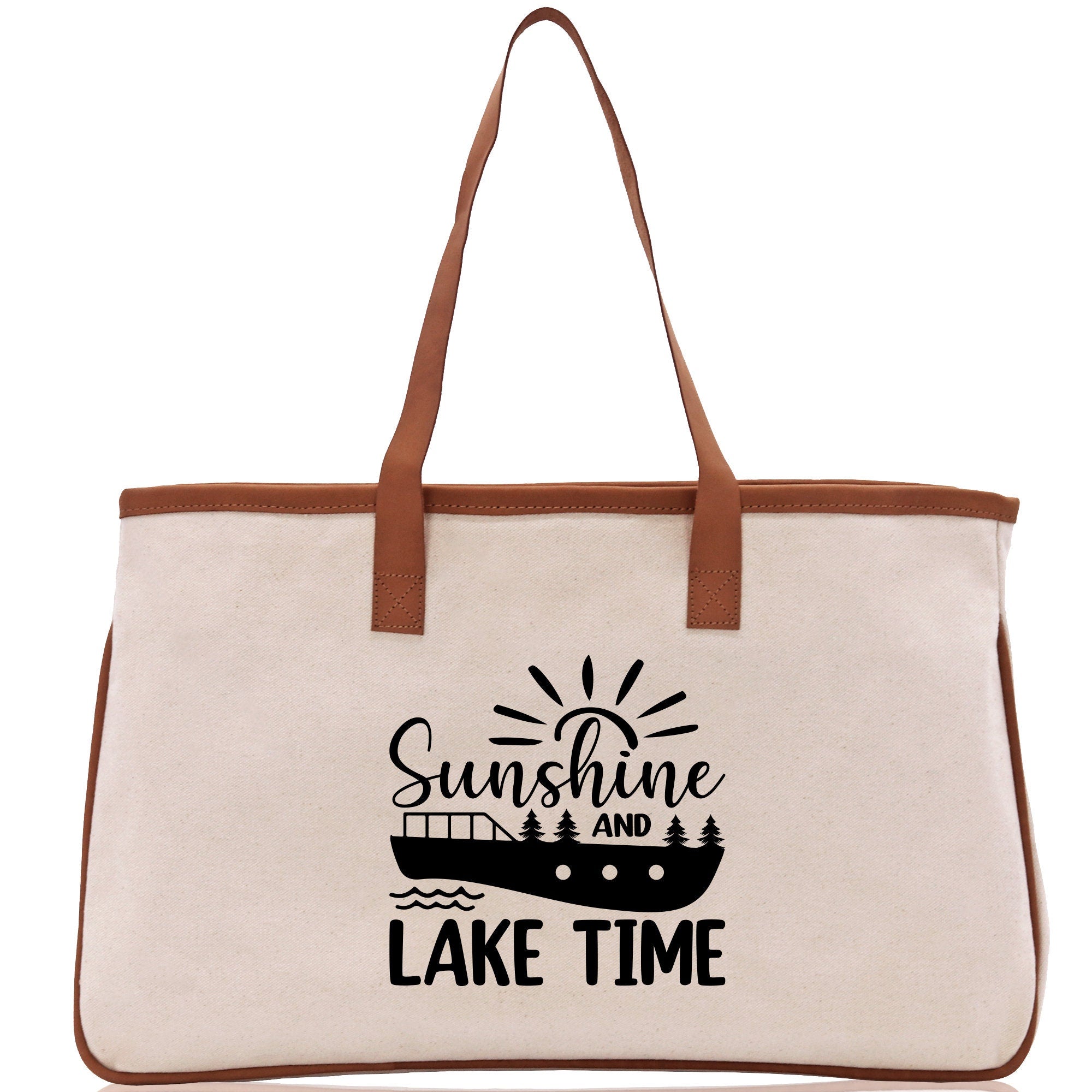 Lake Time Cotton Canvas Chic Tote Bag Camping Tote Lake Lover Gift Tote Bag Outdoor Tote Weekender Tote Laker Tote Multipurpose Tote - Aaria Tees Aaria Tees