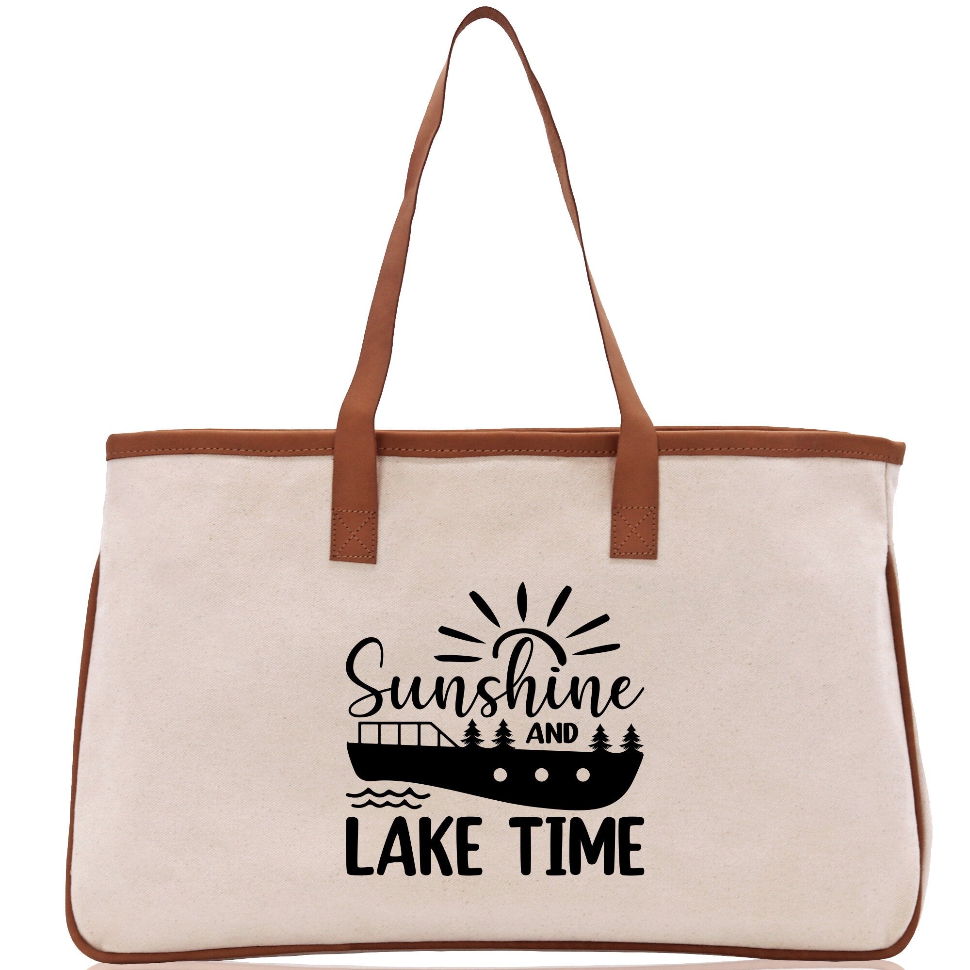 Lake Time Cotton Canvas Chic Tote Bag Camping Tote Lake Lover Gift Tote Bag Outdoor Tote Weekender Tote Laker Tote Multipurpose Tote - Aaria Tees Aaria Tees