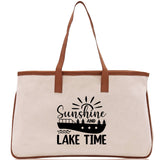 Lake Time Cotton Canvas Chic Tote Bag Camping Tote Lake Lover Gift Tote Bag Outdoor Tote Weekender Tote Laker Tote Multipurpose Tote - Aaria Tees Aaria Tees