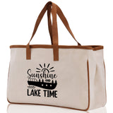 Lake Time Cotton Canvas Chic Tote Bag Camping Tote Lake Lover Gift Tote Bag Outdoor Tote Weekender Tote Laker Tote Multipurpose Tote - Aaria Tees Aaria Tees