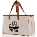 Lake Time Cotton Canvas Chic Tote Bag Camping Tote Lake Lover Gift Tote Bag Outdoor Tote Weekender Tote Laker Tote Multipurpose Tote - Aaria Tees Aaria Tees