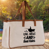 Long Walks and Boat Rides Cotton Canvas Chic Tote Bag  Boat Lover Gift Tote Bag Outdoor Tote Weekender Tote Boater Tote Multipurpose Tote - Aaria Tees Aaria Tees