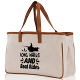 Long Walks and Boat Rides Cotton Canvas Chic Tote Bag  Boat Lover Gift Tote Bag Outdoor Tote Weekender Tote Boater Tote Multipurpose Tote - Aaria Tees Aaria Tees