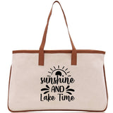 Sunshine and Lake Time Cotton Canvas Chic Tote Bag Camping Tote Lake Lover Gift Tote Bag Outdoor Tote Weekender Tote Laker Tote - Aaria Tees Aaria Tees