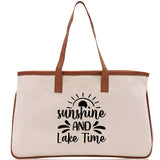 Sunshine and Lake Time Cotton Canvas Chic Tote Bag Camping Tote Lake Lover Gift Tote Bag Outdoor Tote Weekender Tote Laker Tote - Aaria Tees Aaria Tees