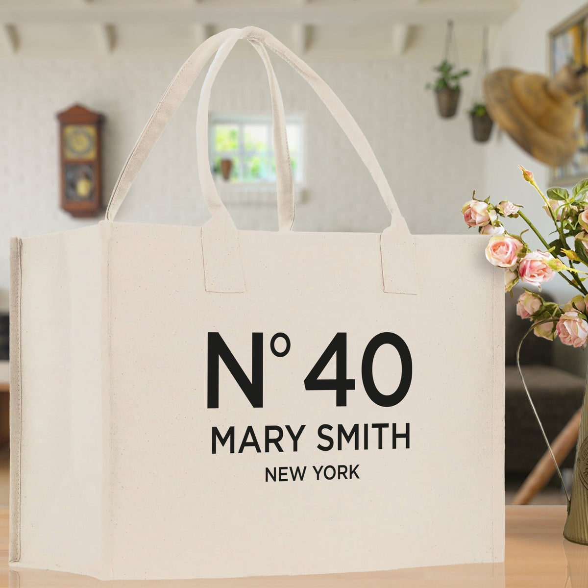 Birthday Celebration Personalized Gift Canvas Tote Bag with Name and State 40th 50th Birthday Gift Tote Bag for Her Custom Birthday Gift - Aaria Tees